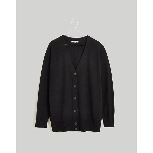 Madewell V-Neck Relaxed Wool Cardigan XXS NWT True Black - Picture 5 of 7